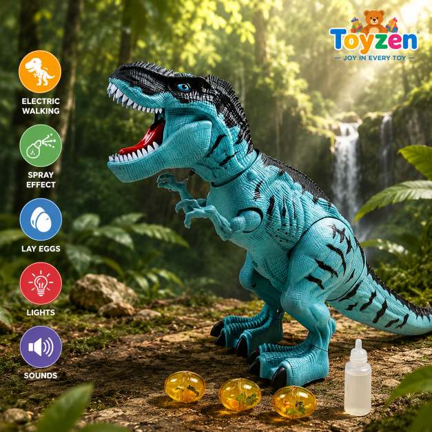 Electric Toy Large Size Walking Dinosaur Robot, Light, Sound & Spray Eggs, Mechanical Dinosaur Model Toy for Kids
