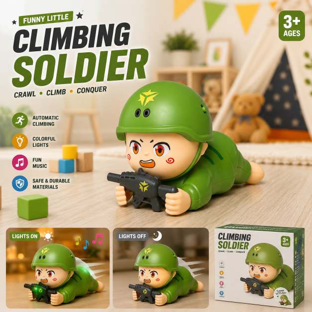 Climbing Soldier Toy with Lights & Music for Kids