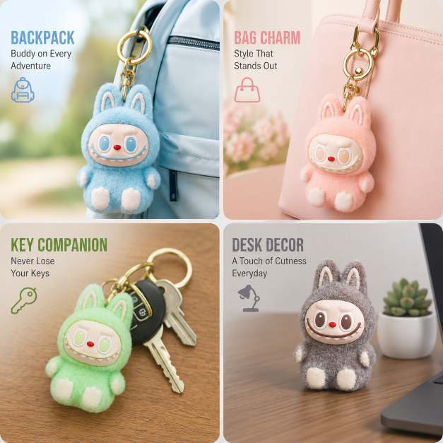 Cute labubu Doll Keychain Bag Charm