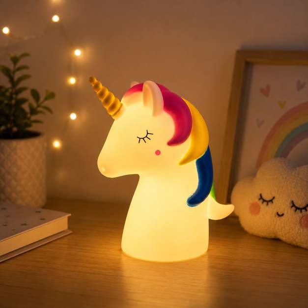 Unicorn LED Night Light for Kids | Color Changing Bedside Lamp | Nursery Room Decor
