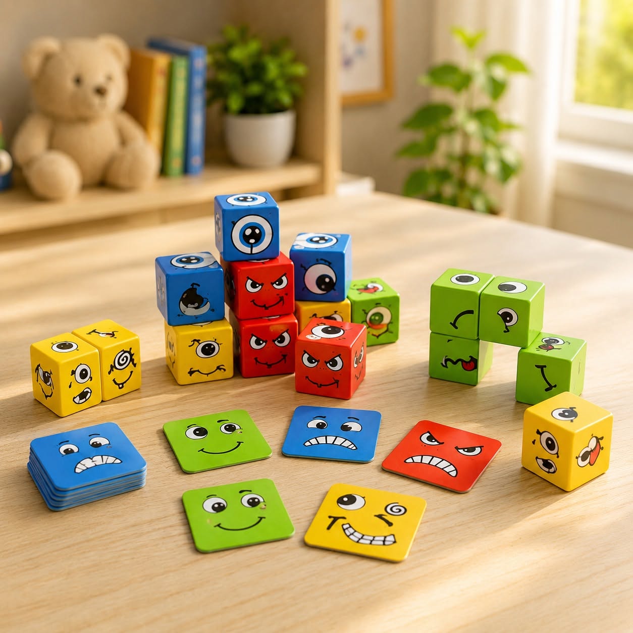 Face Changing Cube Puzzle Game Tin Box | Wooden Brain Teaser Building Blocks for Kids